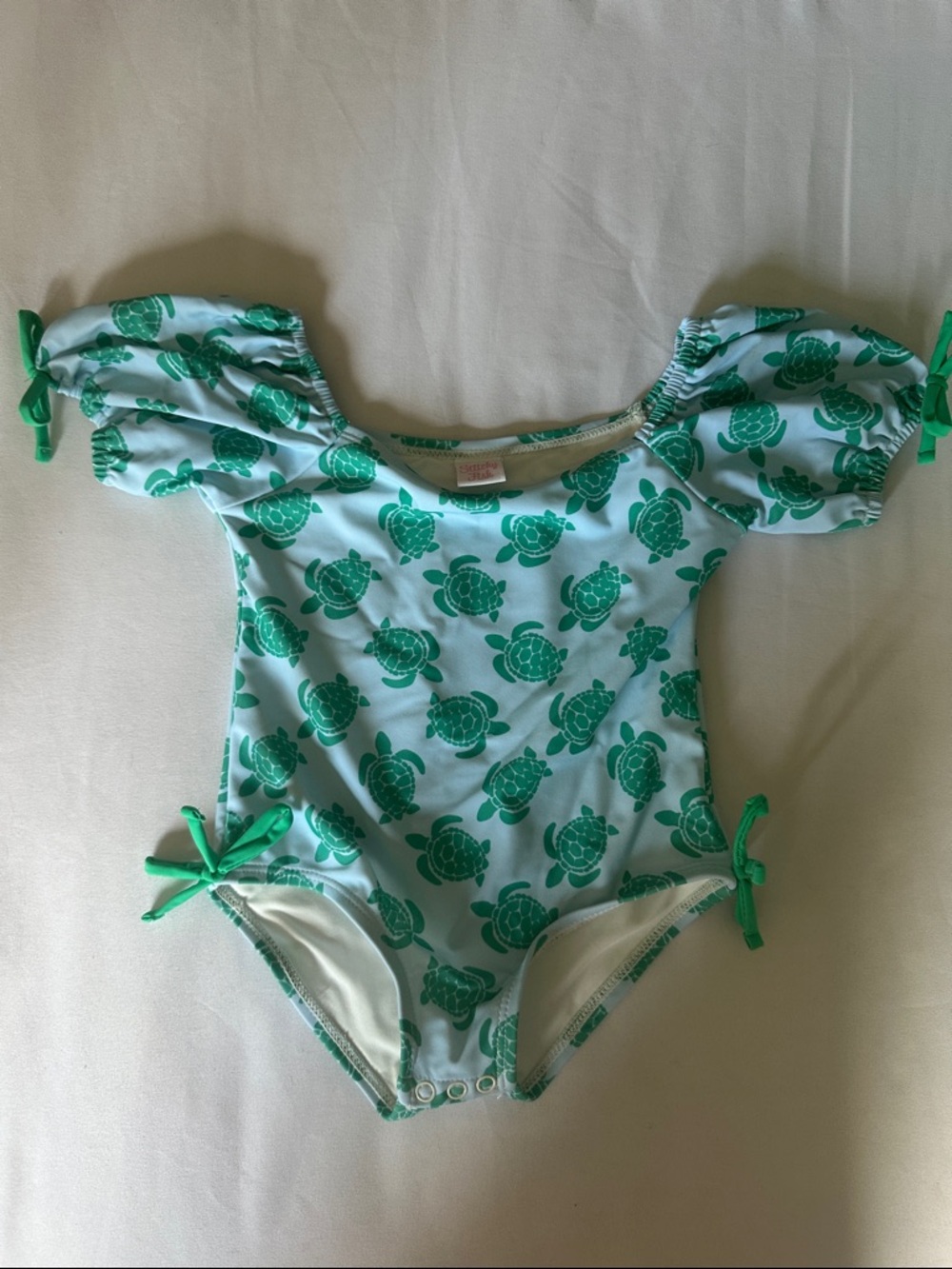 Girls Green Turtle Print One-Piece Swimsuit